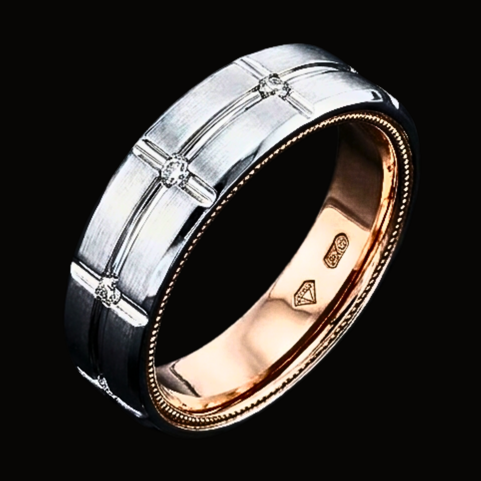 Véskara Two Tone Diamond Stackable Ring – Modern Luxury Stacking Band
