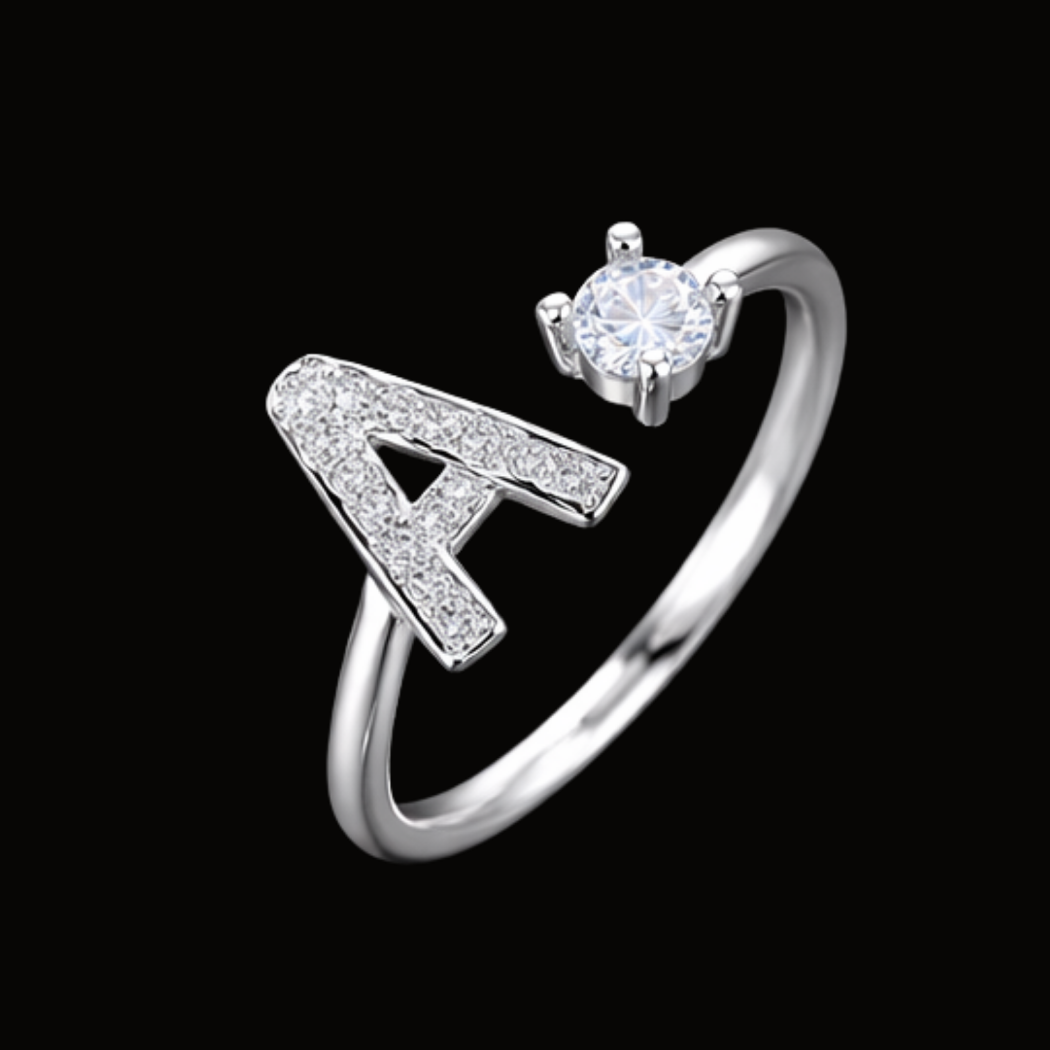Véskara Diamond Alphabet Ring – Letter A