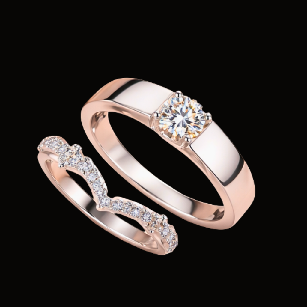 Véskara Radiant Pavé Diamond Engagement Ring – Rose Gold Solitaire Ring