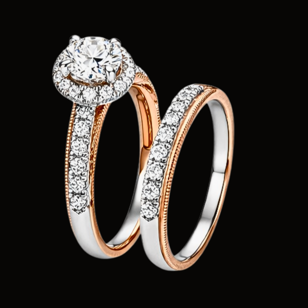 Véskara Two-Tone Diamond Stackable Ring Set – Luxury Layering Stack Rings