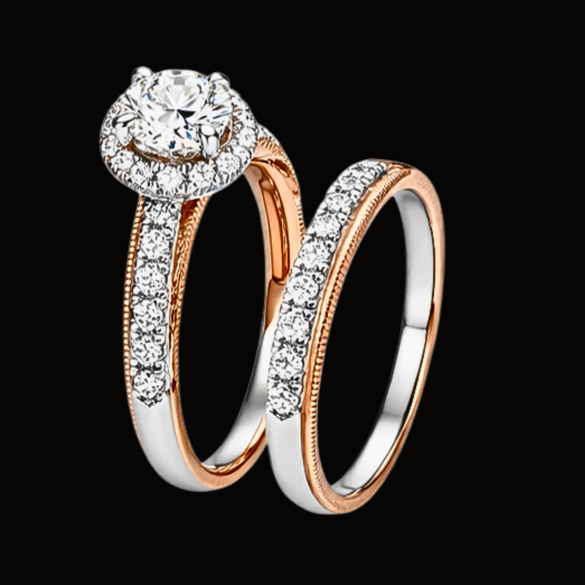 Véskara Two-Tone Diamond Stackable Ring Set – Luxury Layering Stack Rings