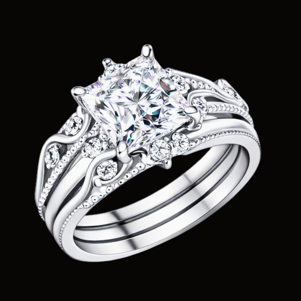 Véskara Royal Crown Princess Cut Diamond Engagement Ring