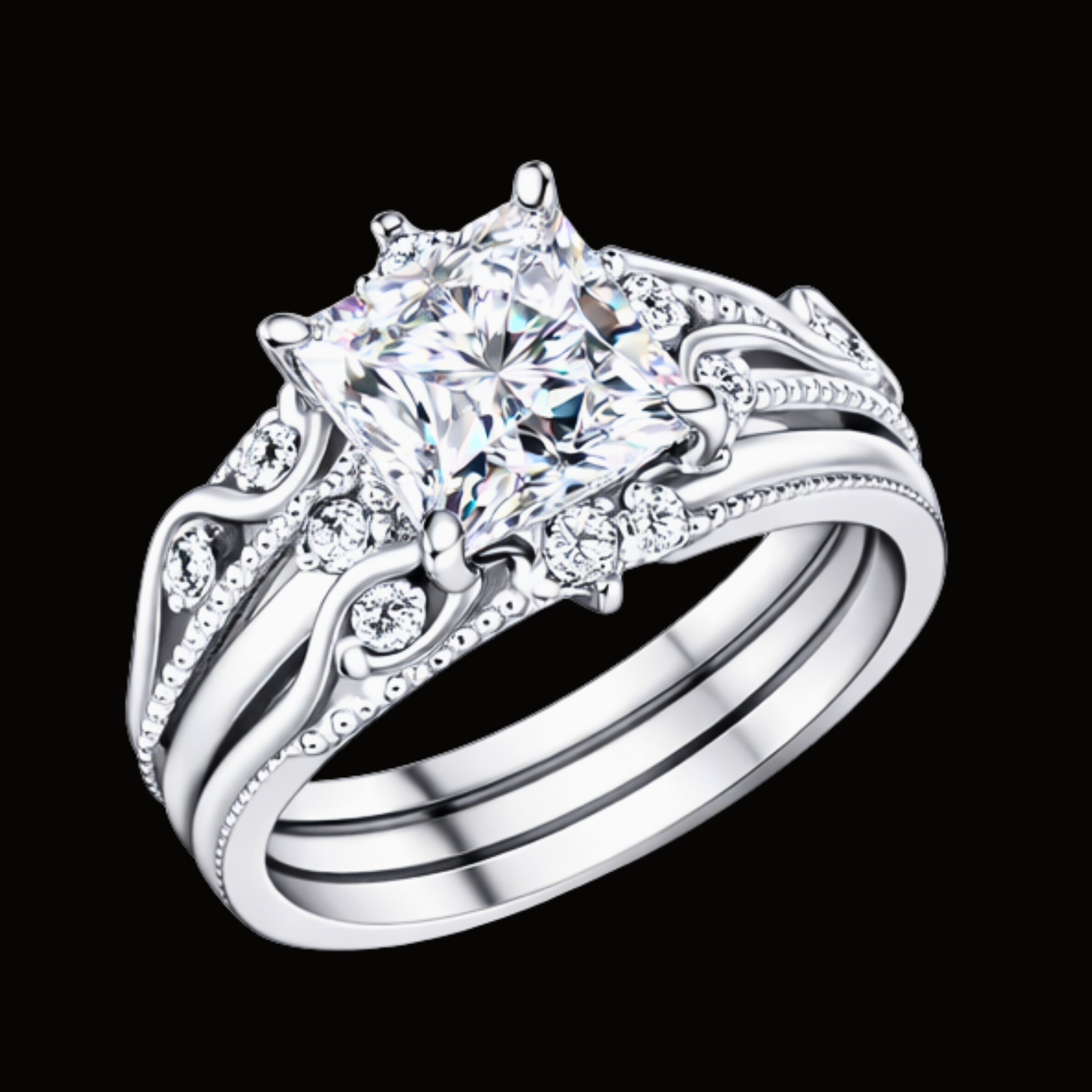 Véskara Royal Crown Princess Cut Diamond Engagement Ring