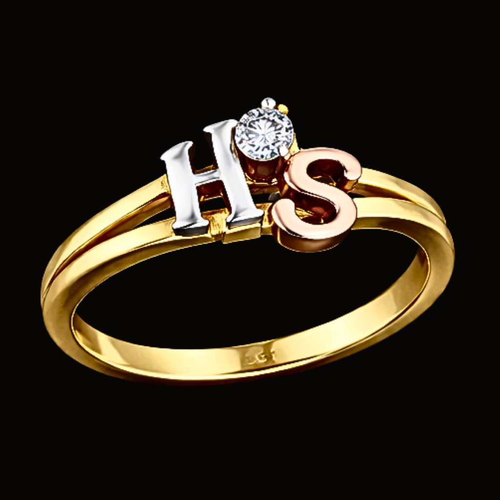 Véskara Diamond Initial Ring – H & S Personalized Gold Ring