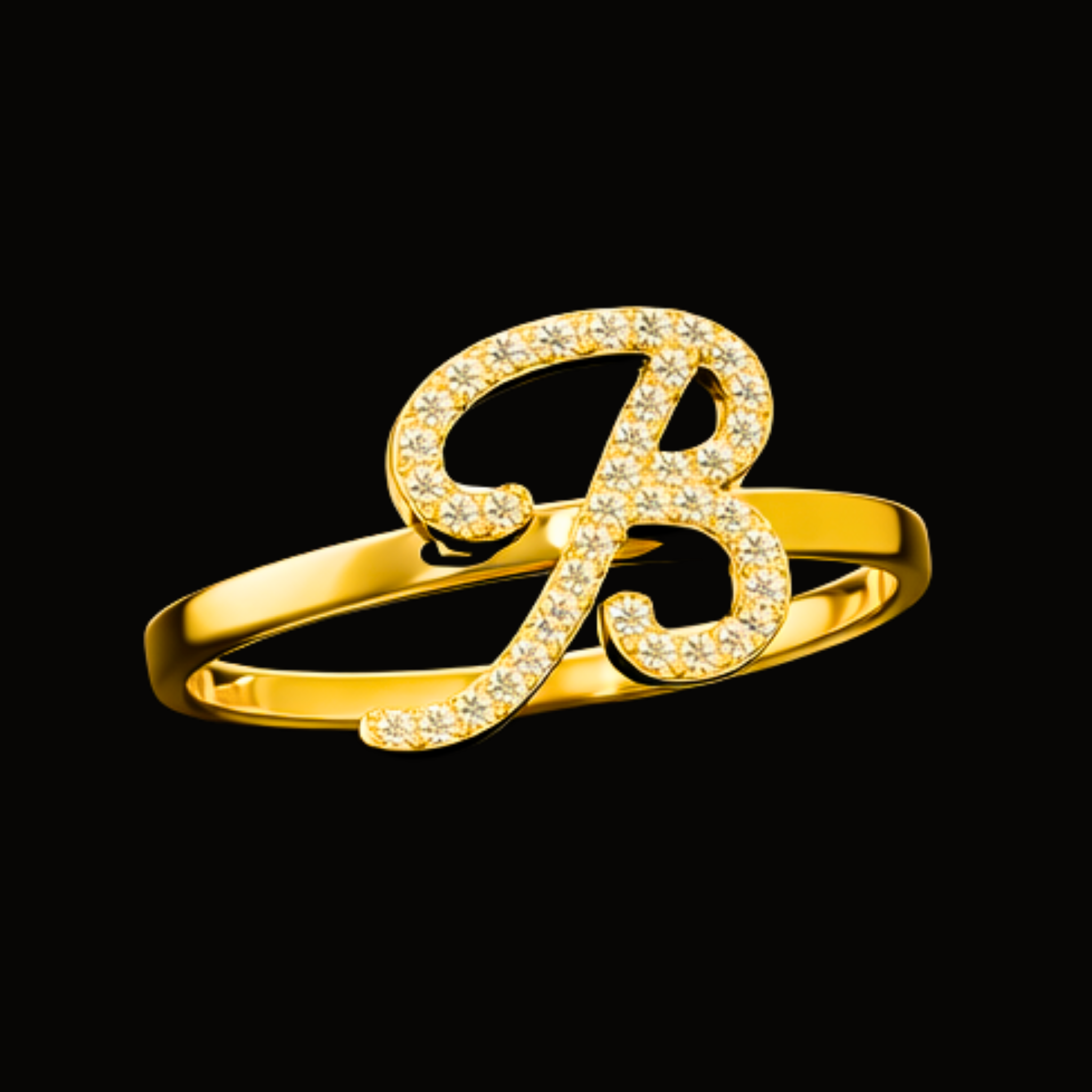 Véskara Diamond Alphabet Ring – Letter B Initial Diamond Ring