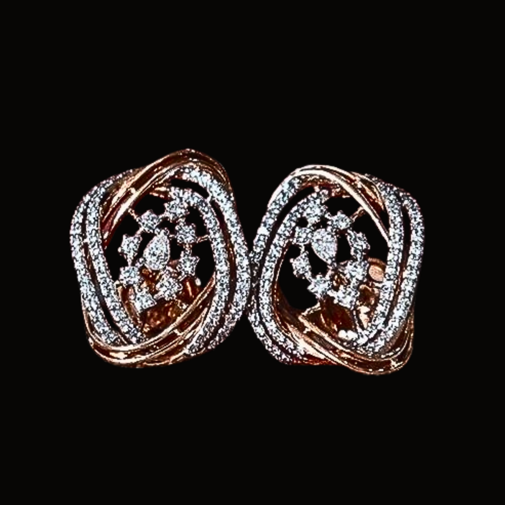Véskara Aurelia Rose Gold Diamond Dome Stud Earrings