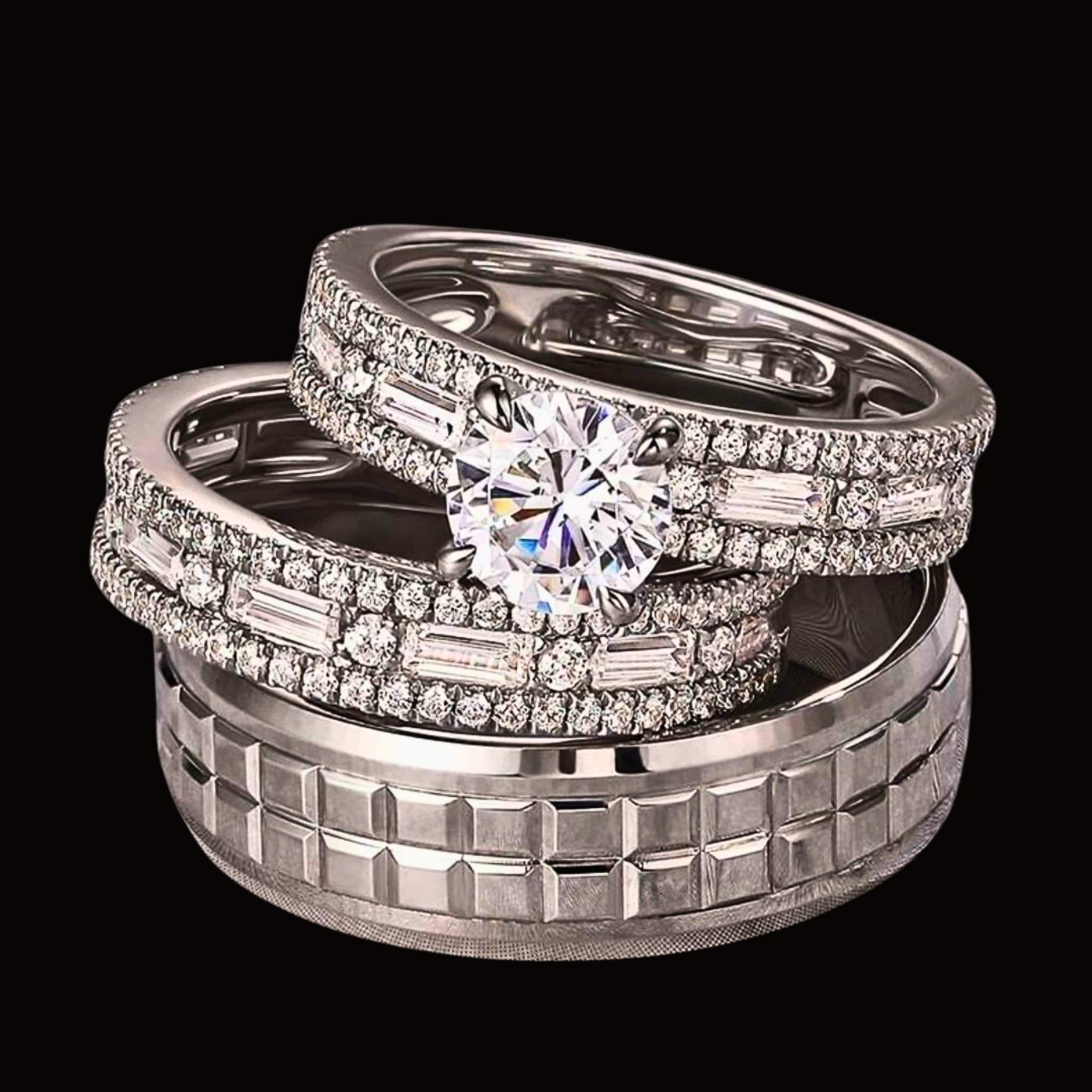 Véskara Diamond Bridal Stackable Ring Set – Luxury Engagement & Stacking Bands