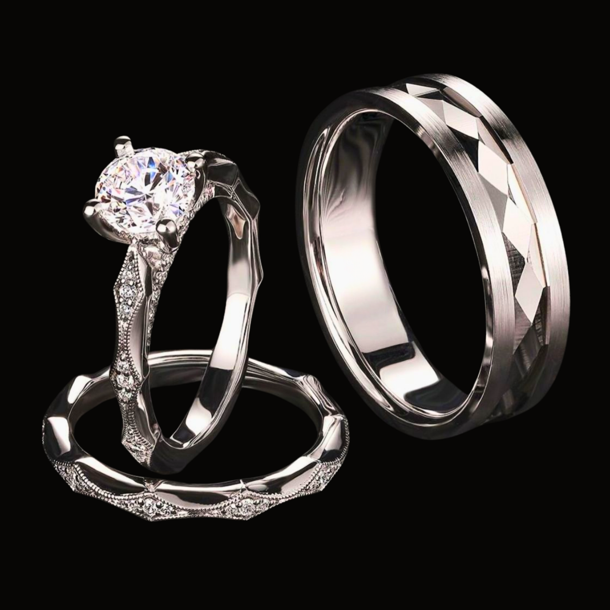 Véskara Vintage Diamond Stackable Ring Set – Luxury Layered Stacking Rings