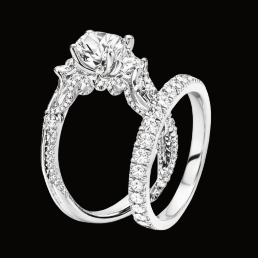 Véskara Classic Diamond Stackable Ring Trio – Solitaire & Matching Bands