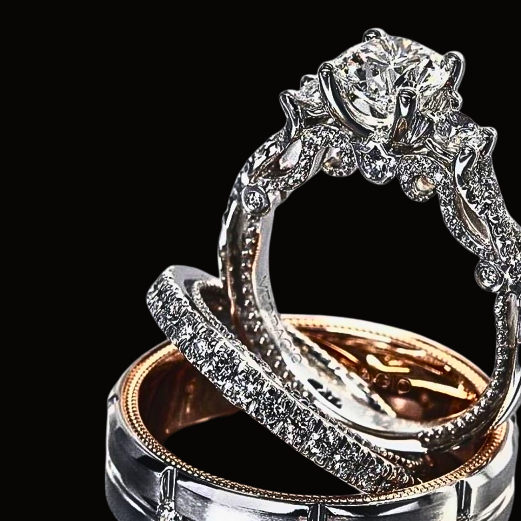 Véskara Two Tone Diamond Stackable Ring – Modern Luxury Stacking Band