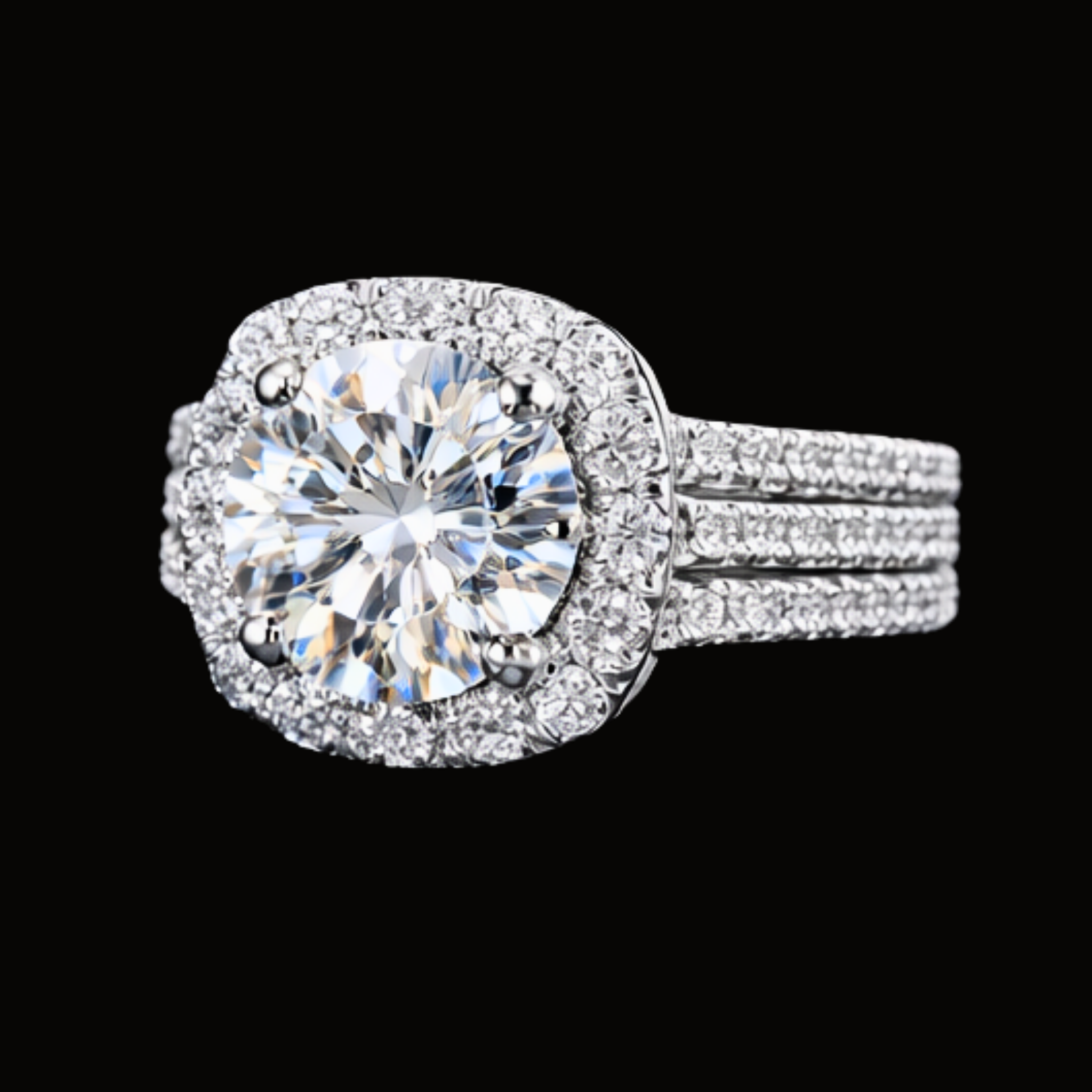 Véskara Pavé Halo Diamond Engagement Ring