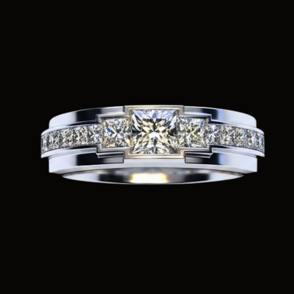 Véskara Men's Princess Cut Diamond Channel Ring