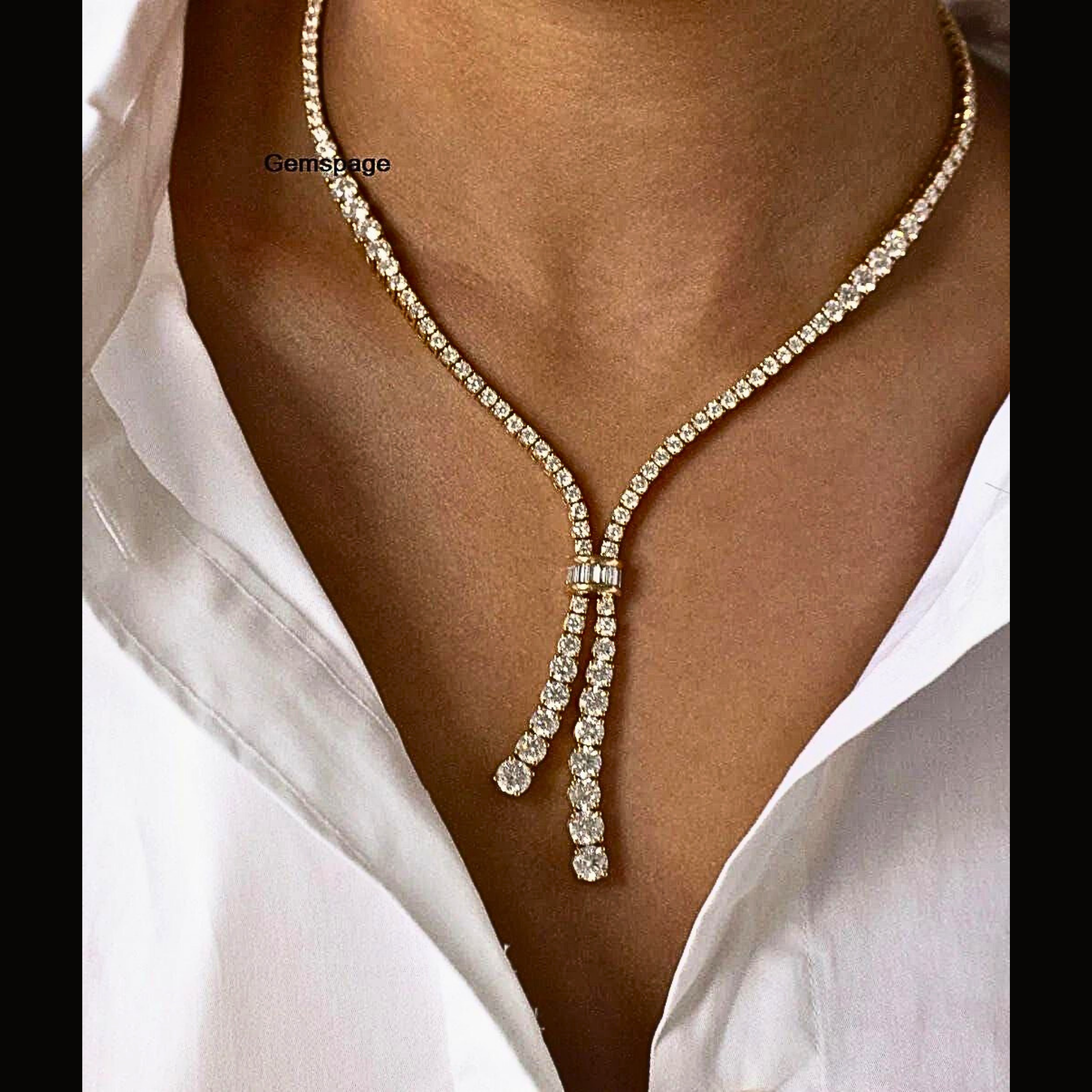 Véskara Diamond Y-Drop Tennis Necklace