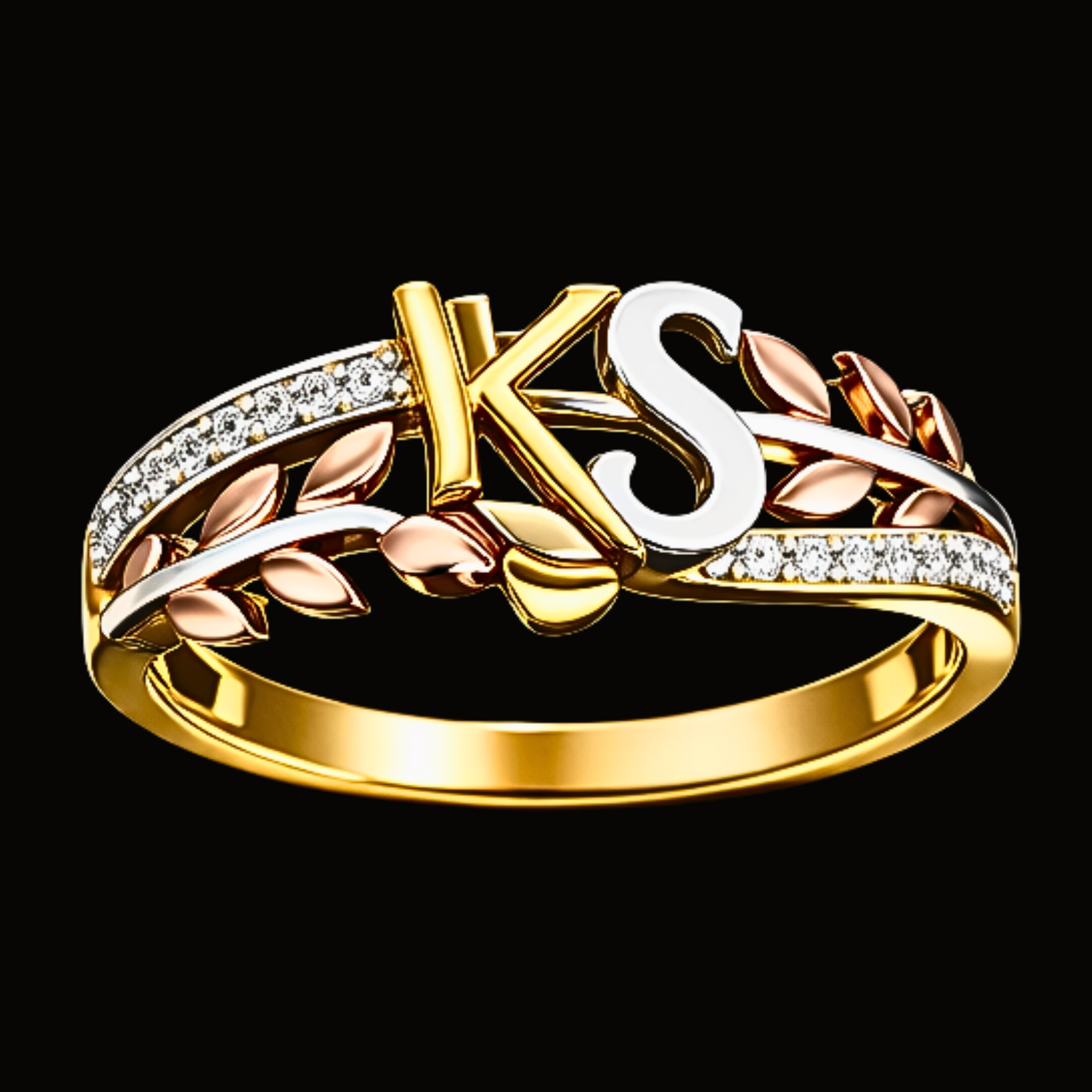 Véskara Diamond Initial Ring – K & S Personalized Diamond Ring
