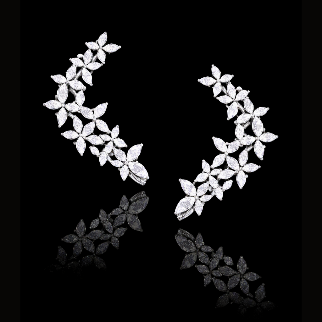 Véskara Celestia Floral Diamond Ear Climbers