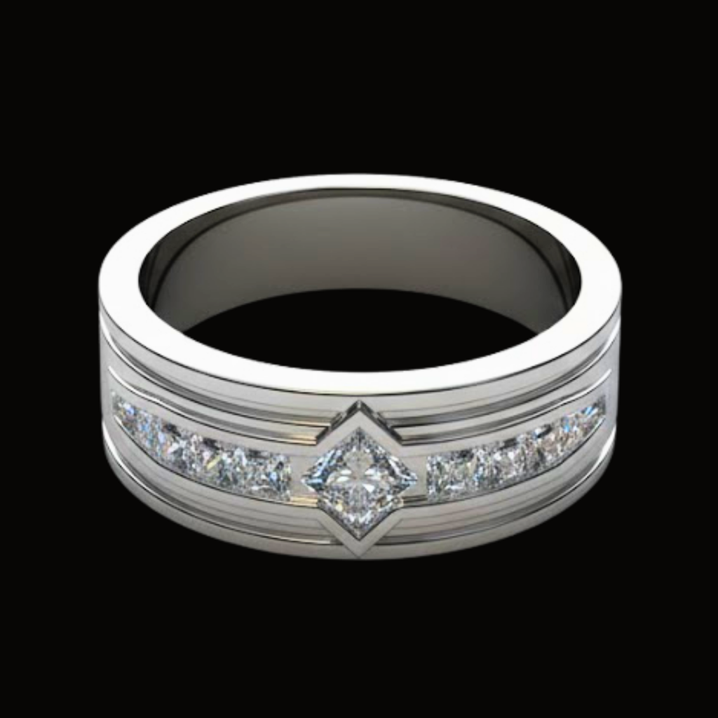 Véskara Men's Princess Cut Diamond Band
