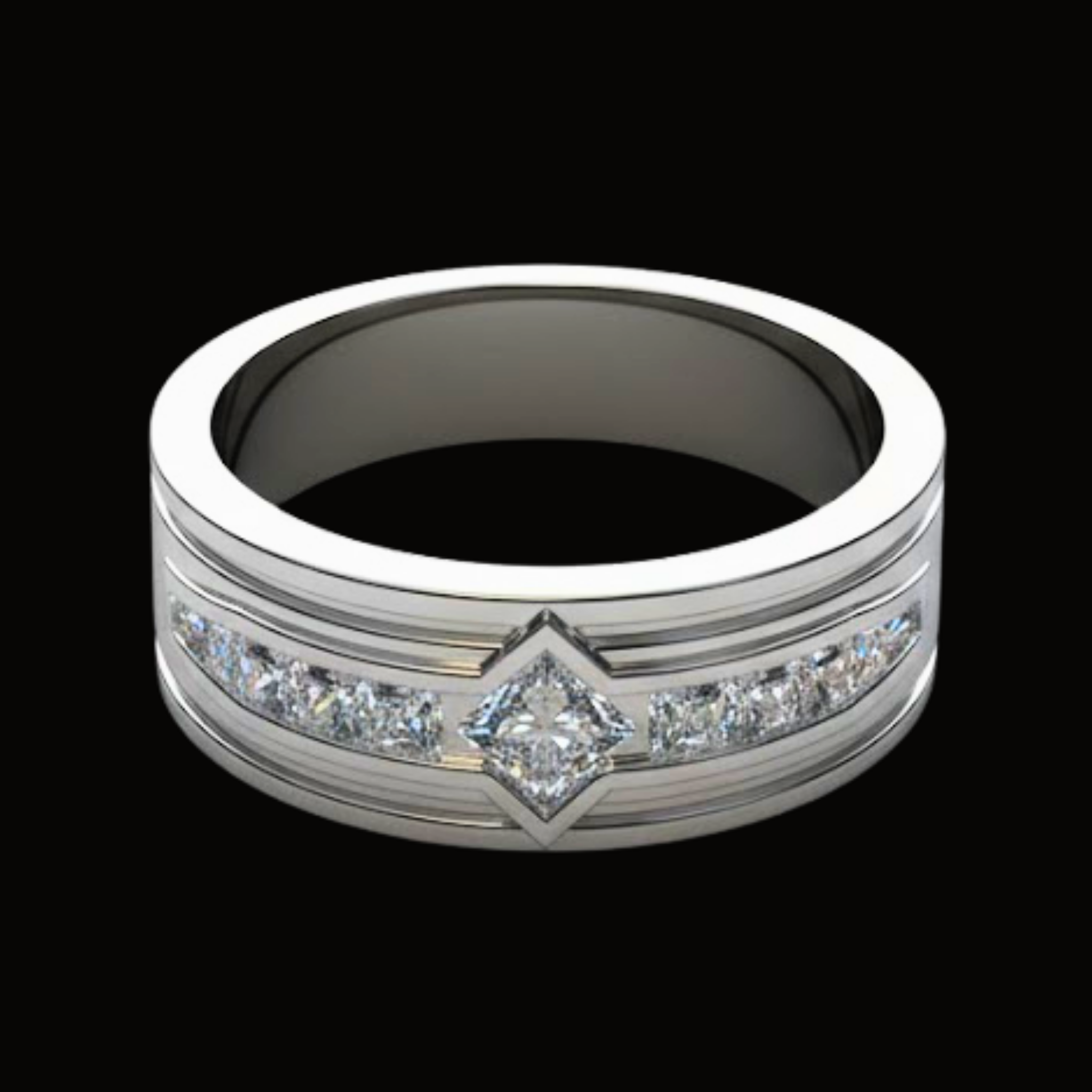 Véskara Men's Princess Cut Diamond Band