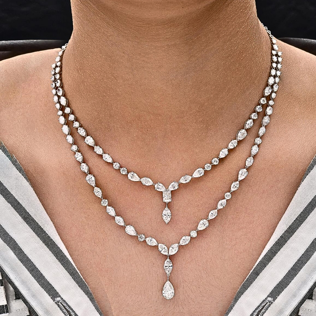 Véskara Layered Marquise Diamond Drop Necklace