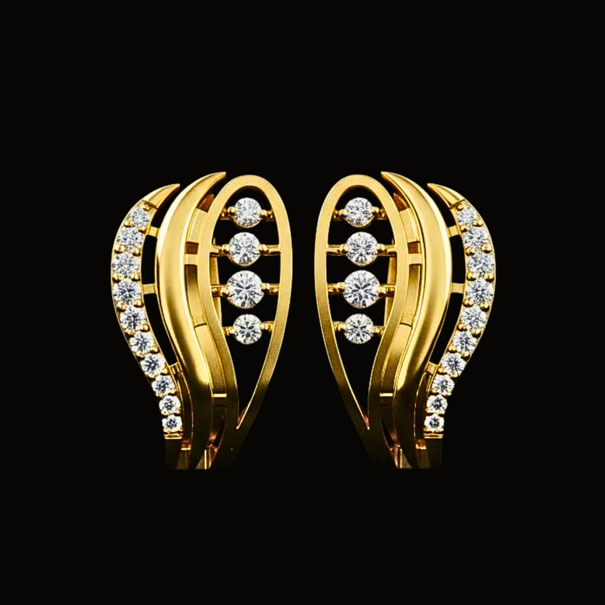 Véskara Aurum Curve Diamond Stud Earrings