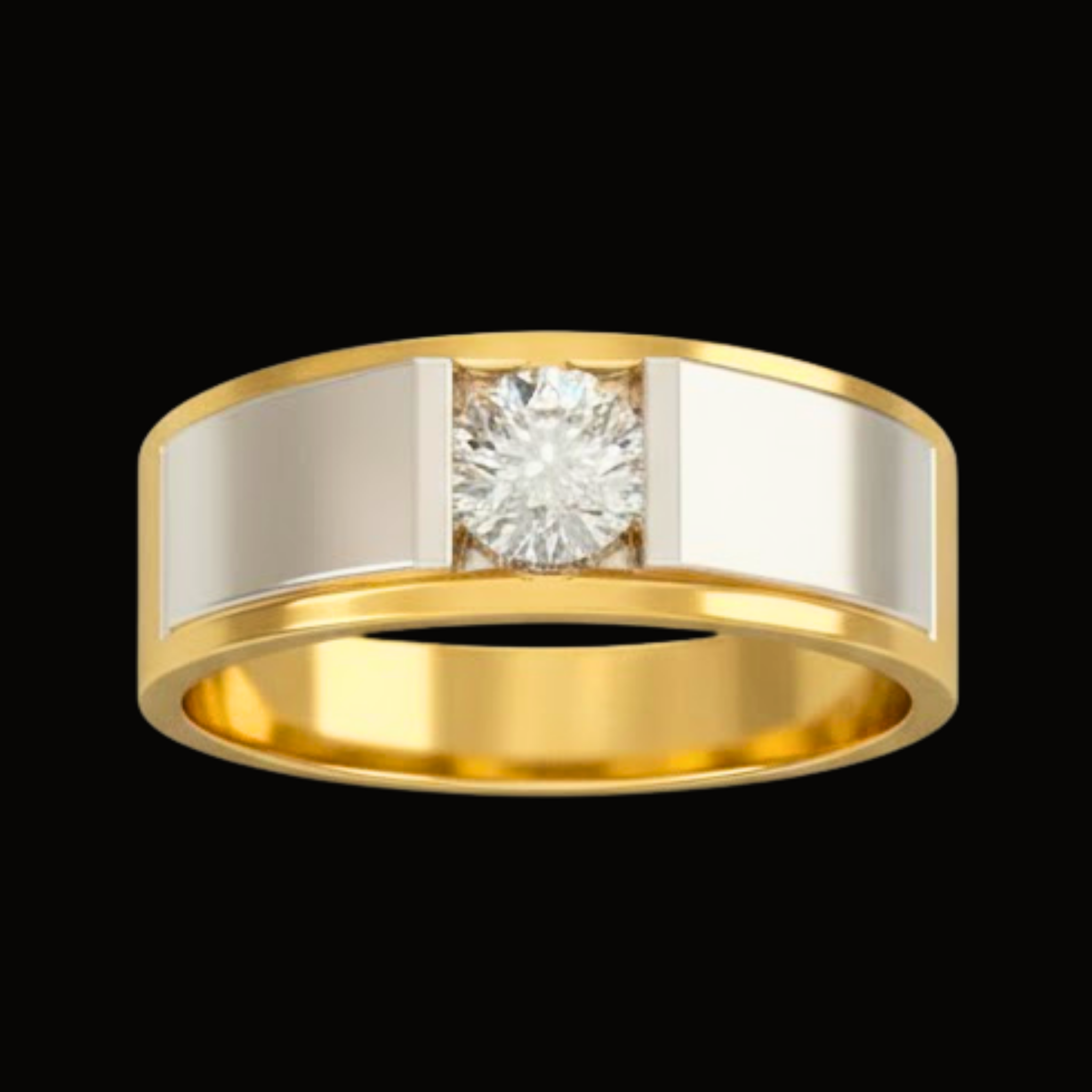 Véskara Men's Two-Tone Solitaire Diamond Ring