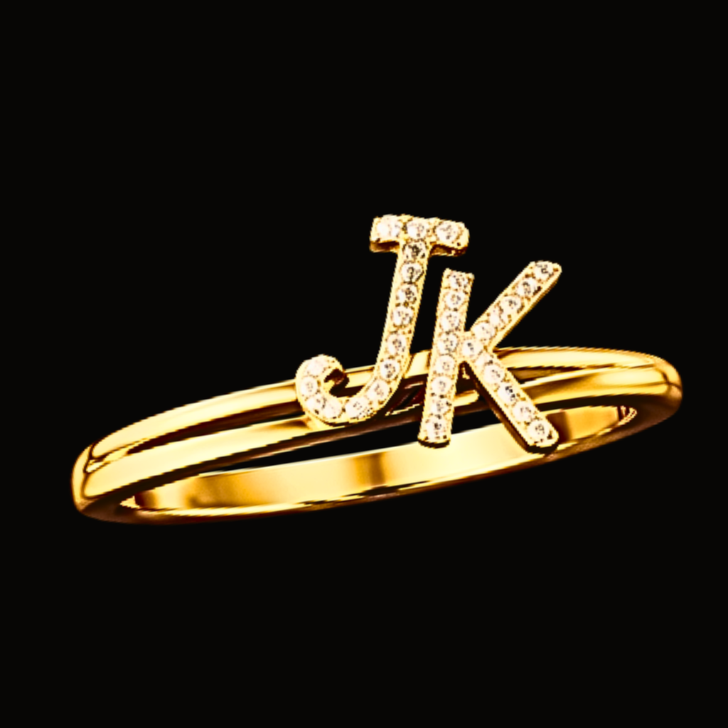 Véskara Diamond Initial Ring – J & K Personalized Diamond Ring
